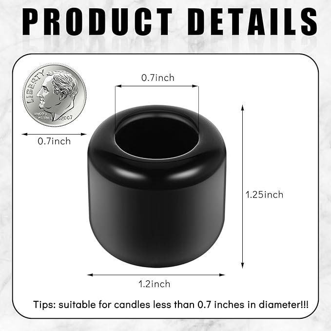 Suclain 20 Pieces 0.7 Inch Chime Candle Holder Small Candle Holders Ceramic Holder for Rituals, Spells, Vigil, Altar, Witchcraft, Wiccan Supplies(Black)
