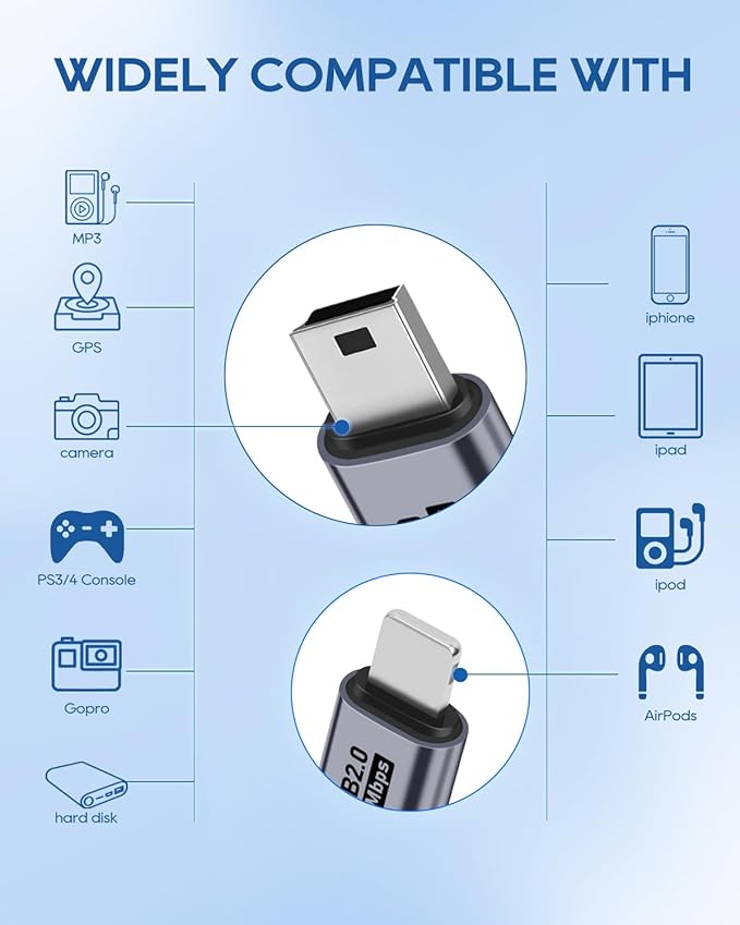 UCEC 8-Pack USB Adapter Kit, USB Adapters for Multiple Devices, USB C/Lighting to Micro USB, Type C/Micro USB to Lighting, Micro USB/Lighting to USB C, USB C/Micro USB to Mini USB Adapter