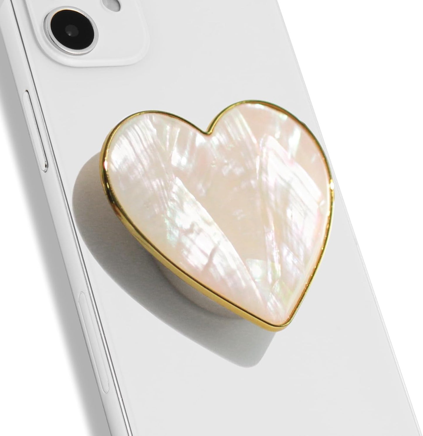 OnTheGrip Cute Natural Seashell Design Heart Shape Mobile Phone Grip Stand for Smartphone, Crème