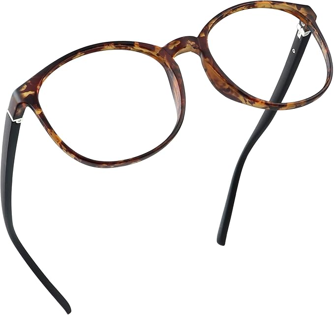 LifeArt Round Blue Light Blocking Glasses, Computer Glasses, Gaming Glasses, TV Glasses for Women Men (Tortoise, 0.50 Magnification)