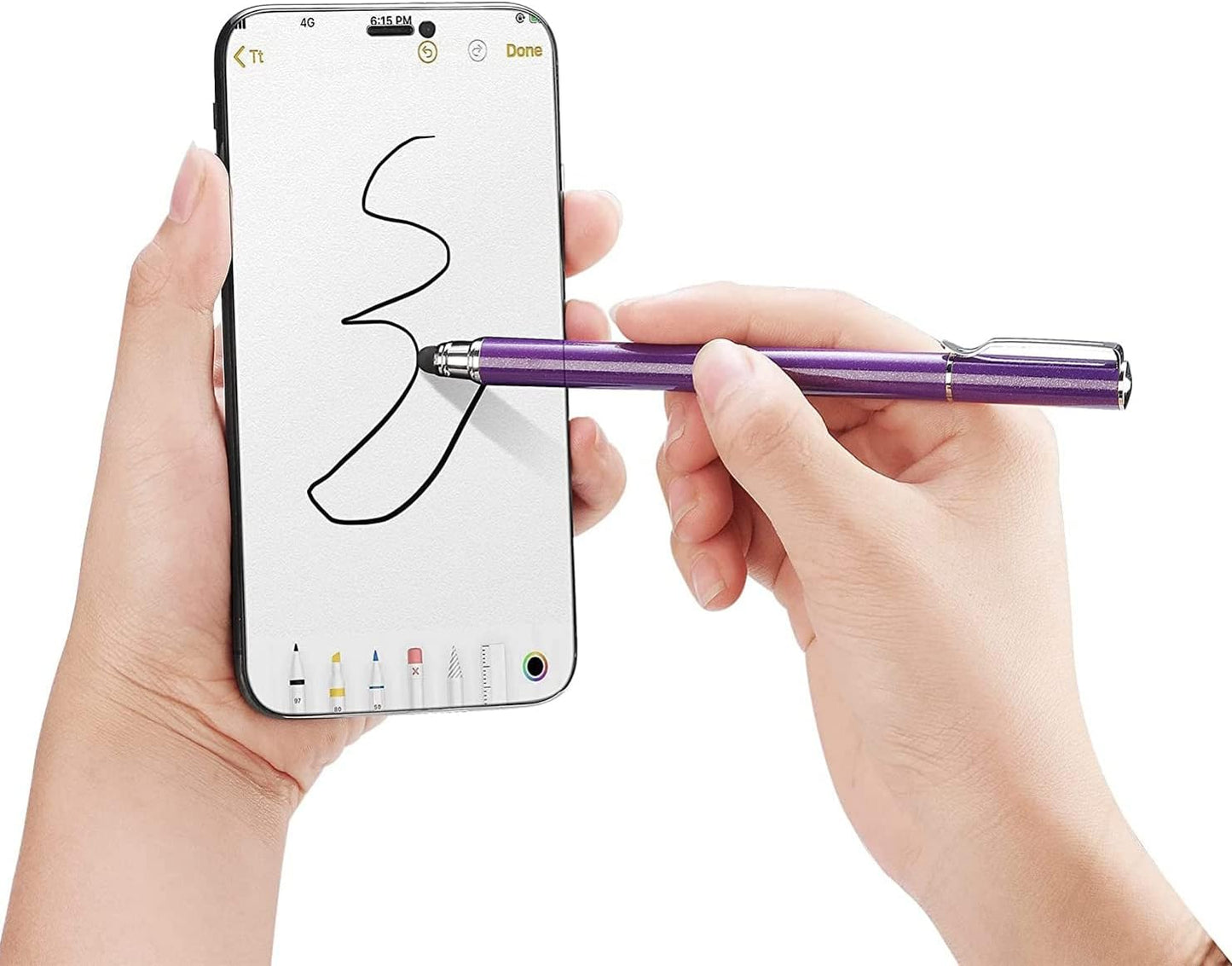 Fonus Purple Stylus M9X for Galaxy A03s A13 A14 A23 A53 A54 5G Phones - Lightweight Touch Screen Pen Aluminum Fiber Tip