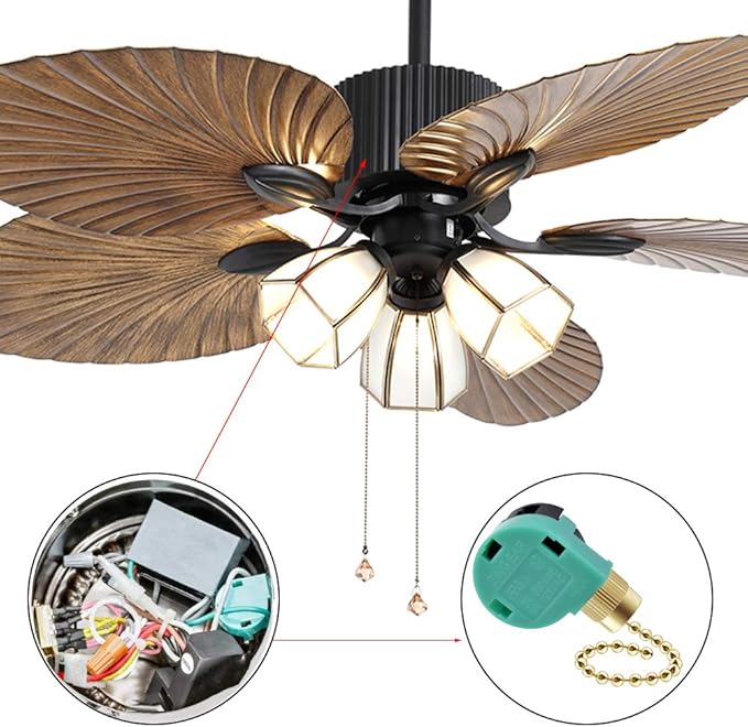 3 Pack Ceiling Fan Switch 3 Speed 4 Wire Zing Ear ZE-268S6 Fan Pull Chain Switch Replacement Speed Control Switch for Ceiling Fan Light, Wall Lamps, Cabinet Light (Multicolored)