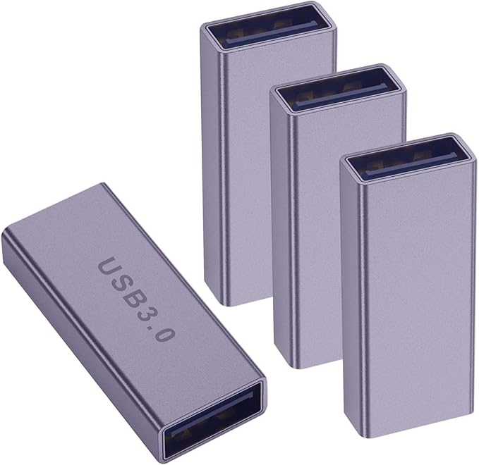 4Pack USB Female to Female Adapter for Connecting Two USB Male Ends Devices,Usba Extension Connector Compatible with MacBook Pro/Air, IPad Pro Google Pixel,Apple Etc.（Purple）