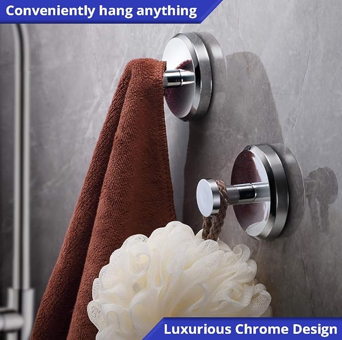 HOME SO Suction Cup Hooks O Shape (2 or 4 Pack) (Chrome, 4, Count)