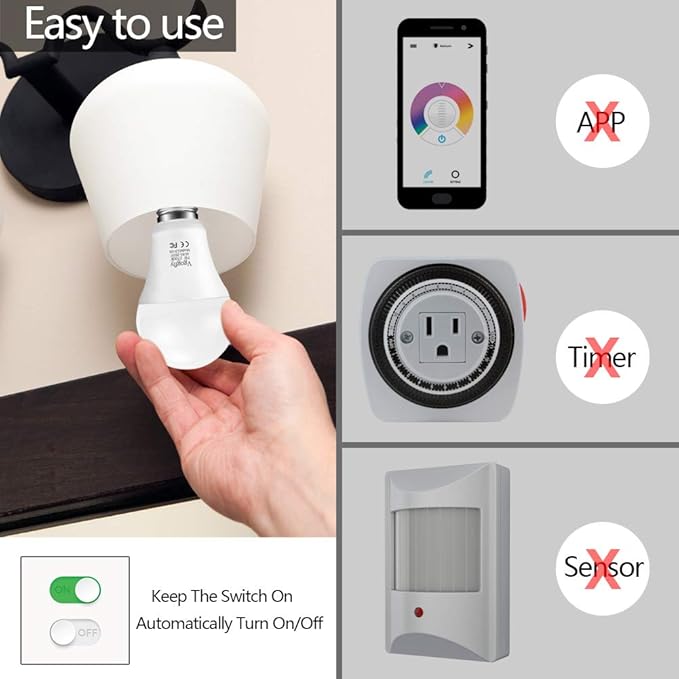 Vgogfly Dusk to Dawn Light Bulb 7W Smart Dusk Till Dawn LED Photo Sensor Bulbs E26 Base Socket Outdoor Indoor Lighting Lamp Auto On/Off (Cool White, 3-Pack)