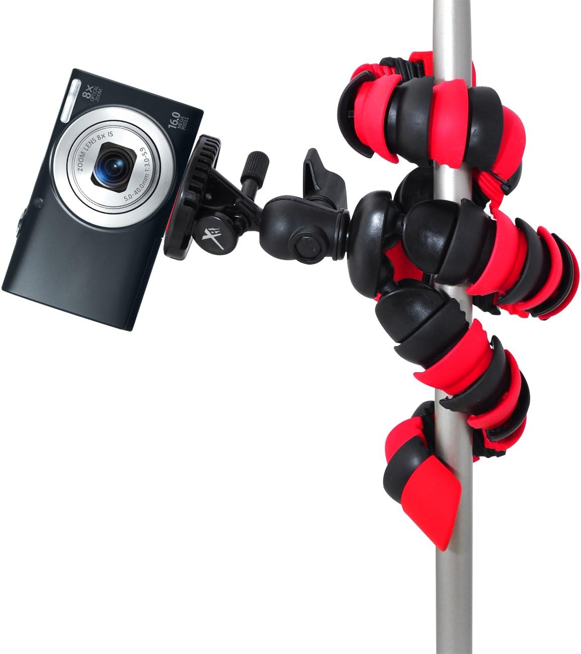 Xit XT12FLXTR 12-Inch Flexible Tripod, Quick Release Plate, Bubble Level, Wrapable Legs (Red/Black)