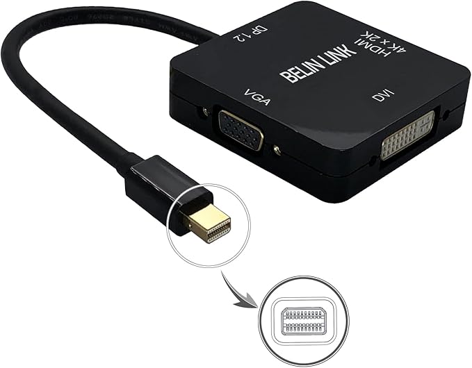 Mini DP to HDMI VGA DVI Adapter,Mini DisplayPort to VGA Adaptor for Surface Pro 6 5 4 3 Video Display Thunderbolt to DVI Converter for Mac,MacBook Pro,Air,HDMI Surface Book to TV,Projector,Monitor