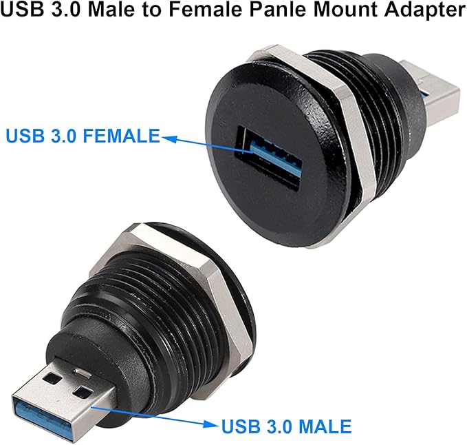 PENGLIN 5PCS USB3.0 Adapter, USB-A Male to Female Converter Extender Connector, USB Panel Mount Connector Compatible with Laptop Computer Hard Drive Printer Camera