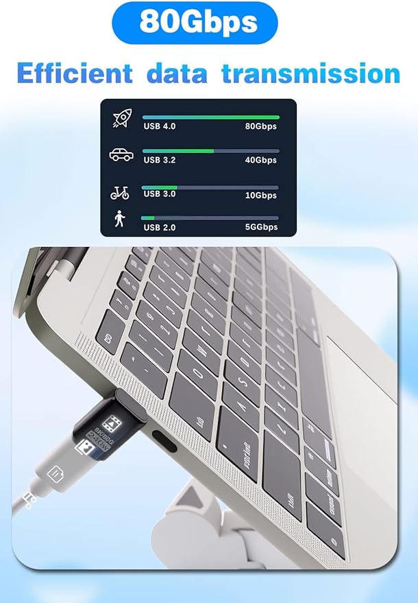 Duttek USB C 90 Degree Adapter [240W 80Gbps 8K@60Hz], 90 Degree USB C Adapter Compatible with Thunderbolt 5 Cable, Type-C Extender for Steam Deck, MacBook, Smart Tablet & Phone 2 Pack
