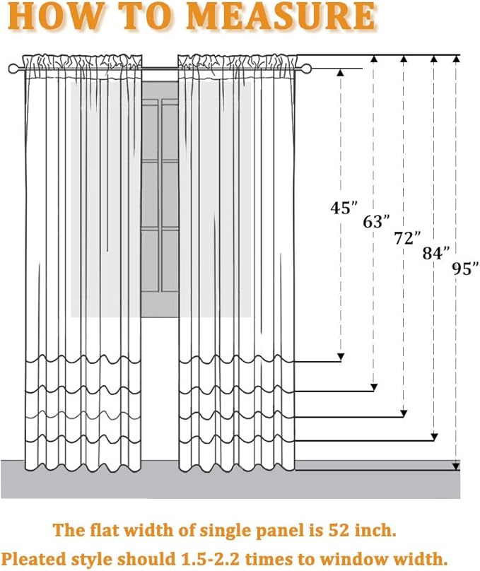 RYB HOME Grey Sheer Curtain Drapes for Bedroom, Soft & Durable Textured Fabric Semi Sheer Curtain Panel for Bedroom Home Office Foyer School Dorm, Dove Grey, Wide 52 x Long 63 per Panel, 1 Pair