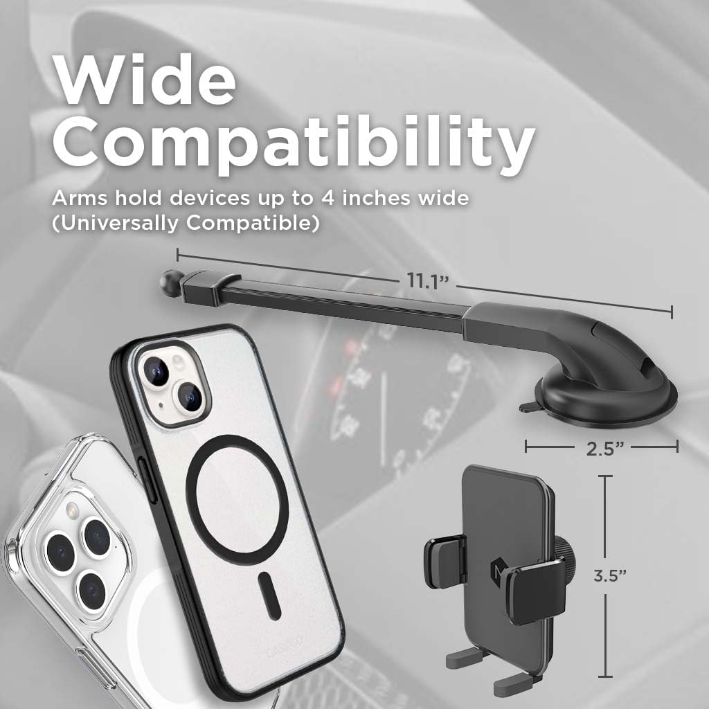 Phone Holder for Car Dash & Windshield, Flexible Gooseneck Phone Mount with Cradle Feet & Adjustable Holder Grips,