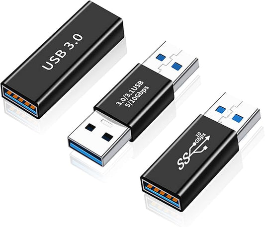 AreMe 3 Pack USB 3.0 Adapter, USB-A Male to Female, Male to Male and Female to Female Extension Coupler Converter Extender Connector