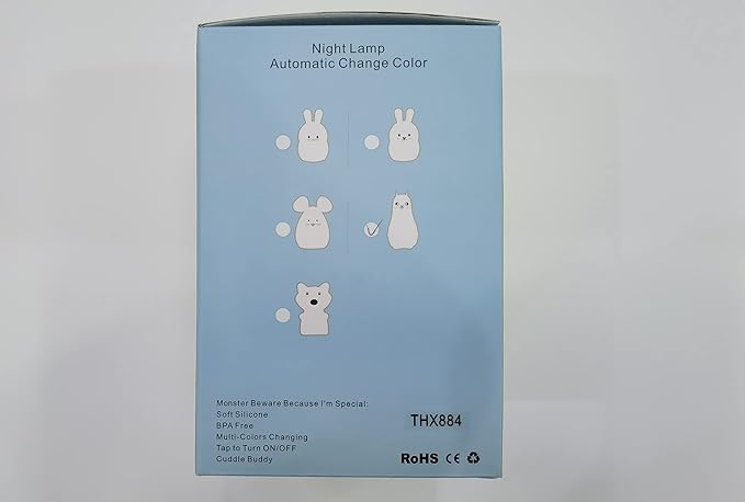 Animal Alpaca Kids Night Light, Children's Room LED Bedside Lamp, Rechargeable Soft Silicone Light, Adjustable Brightness and Colors, Compatible with Touch Control & Remote Control
