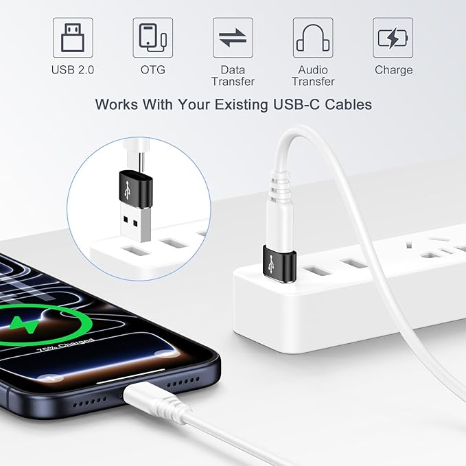 USB to USB C Adapter, 4Pack USB C Female to A Male OTG Adapter,Type C Converter Charger for Samsung Galaxy A17 A16 A15 A14 S26 S25 Ultra S24 S23 S22 S21 S20 iPhone 17 Pro Max 16 15 14 13 12 11,iPad