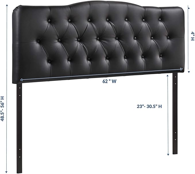 Modway Annabel Tufted Button Faux Leather Upholstered Queen Headboard in Black