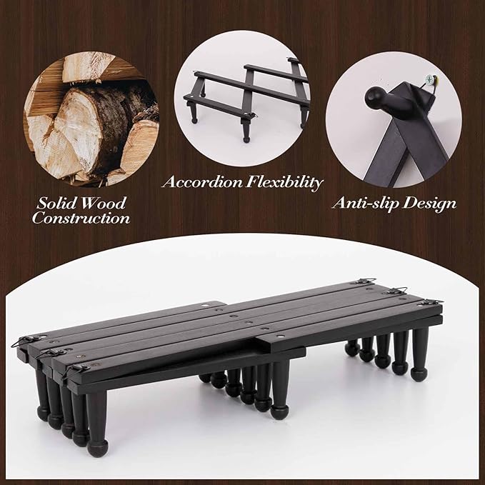 Wall Rack with 20 Hooks, Wooden Wall Expandable Coat Rack for Coat, Hats, Baseball Caps, Coffee Mug, Jewelry(Black)