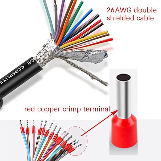DB15 Female Solderless Breakout Connector with 5Ft 26AWG Replacement Cable, Plastic Shell RS232 D-SUB Serial to 15-Pin Port Terminal Female Adapter Connector Breakout Board