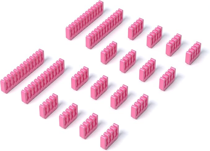 SIRLYR PSU Cable Combs,Pearlescent Paint Computer Wire Organizer,Extension Cables Comb for PC Cable Management 20 Pieces Set = 24 pin x 4, 8 pin x 16 for 3 mm/0.11In up to 3.5 mm/0.13In Pink