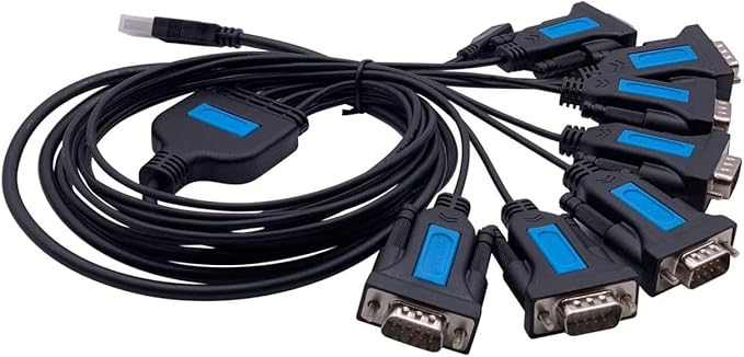 7 Port Professional Prolific CHIP USB to Serial RS232 DB9 Adapter Converter Serial Cable 9-Pin Male to Male with Thumbscrews (W/Thumbscrews, 7 RS232 Port)