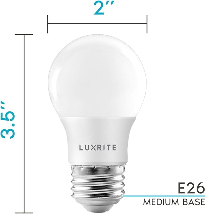 LUXRITE A15 LED Bulb 40W Equivalent, 7W, 2700K (Warm White), 600 Lumens, Enclosed Fixture Rated, Dimmable Ceiling Fan Light Bulbs, E26 Medium Base, UL Listed - Indoor and Outdoor (12 Pack)