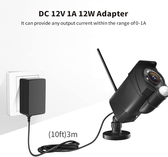Tonton 12V 1A 10ft AC/DC Long Power Supply Adapter Cord 12W Wall Charger AC 100V-240V to DC 12 Volt with 8 Tips for LED Strip Light, CCTV Camera, BT Speaker, GPS, Webcam, Router, UL/CE/FCC Certified