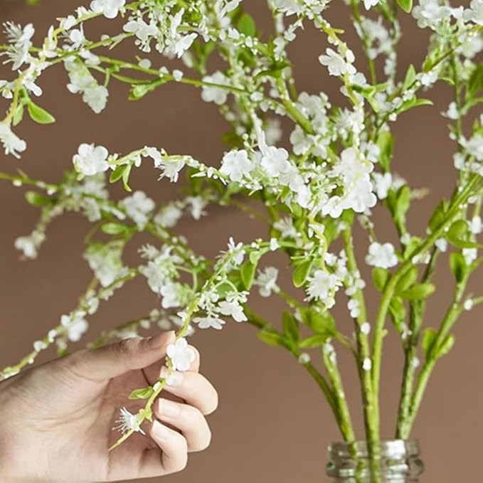 Melorca&Guilla Artificial Plants,4PCS 43.3" Green Snow Wilow Faux Branches for Vase Faux Greenery Stems,Artificial Branches Fake Plants for Shop Garden Office Home Décor