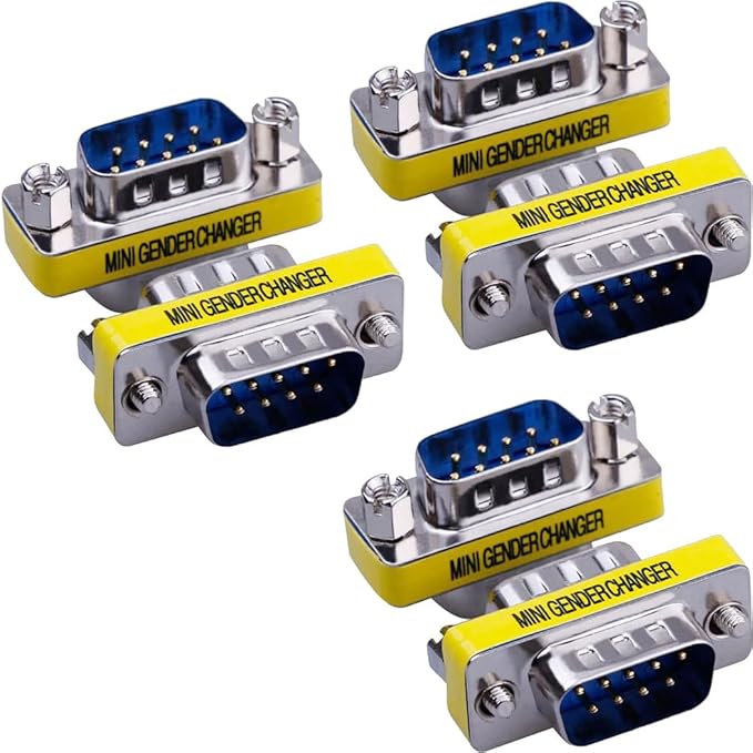 6-Pack 9Pin RS232 Serial Cable DB9 Male to Male Mini Gender Changer Adapter Coupler Connector