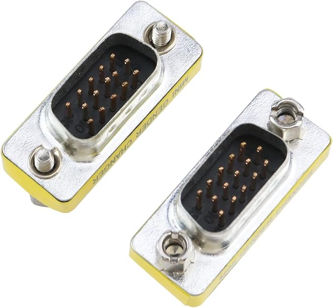 Antrader 6-Pack DB15 VGA SVGA KVM Male to Male Mini Gender Changer Coupler Adapter Connector for PC