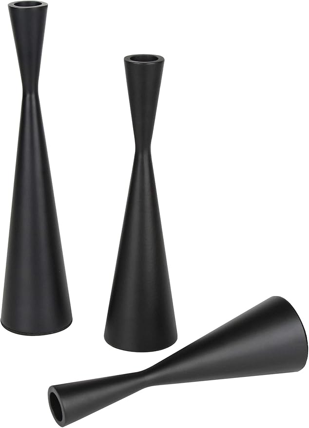 Vixdonos Taper Candlestick Holders Metal Candle Holders Set of 3 Table Decorative Candle Stand for Wedding, Dinning, Party,Home Decor (Matte Black)