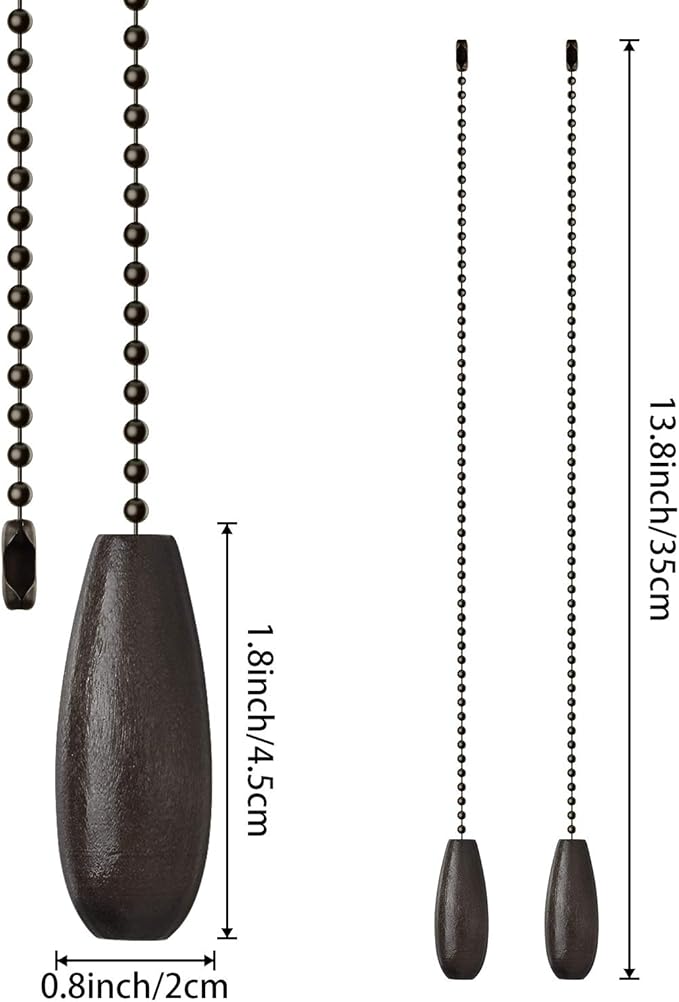 Boao 8 Pieces Ceiling Fan Pull Chains Extender Wooden Pendant Pull Chain Extension for Ceiling Light Lamp Fan(Coffee)