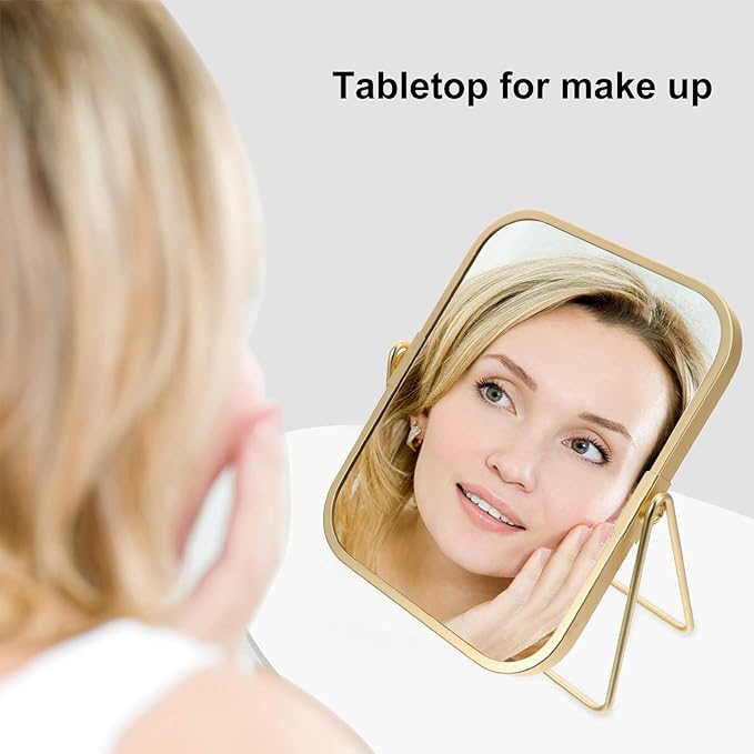 Mipcase Makeup Mirror, 360 Degree Swivel Vanity Mirror Portable Table Make Up Mirror for Bedroom Bathroom