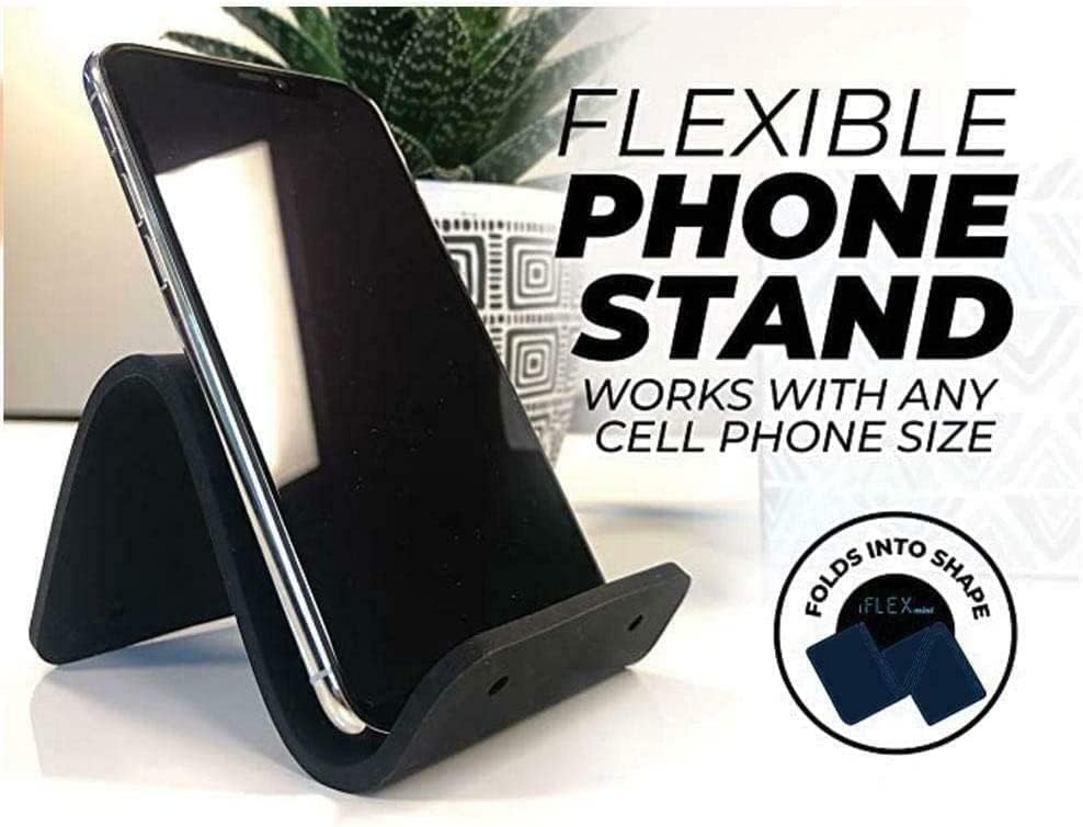 iFLEX Mini Flexible Phone Holder for Travel, Work and Home - Non-Slip Grip, Strong and Durable - Black