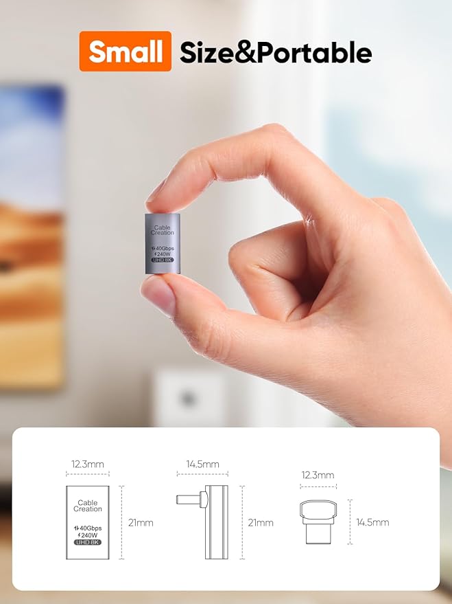 CableCreation 90 Degree USB C Adapter 10 Pack, Right Angle USB C Male to Female Adapter 40Gbps 240W Compatible with Steam Deck, ROG Ally, Switch, Notebook, PC, Tablet, Phone and More, UP Angle