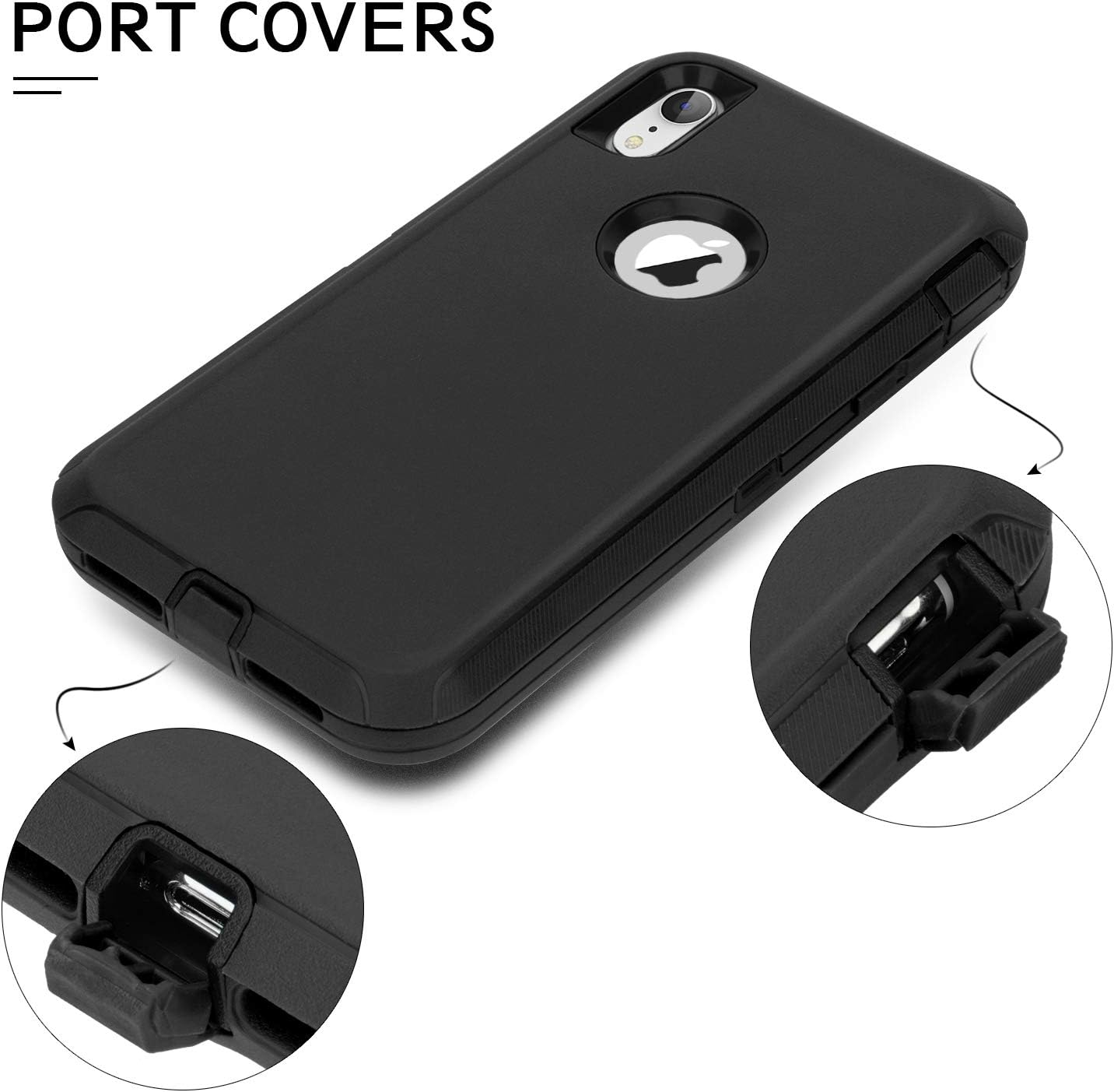 MAXCURY Heavy Duty iPhone XR Case, Shock Absorption Full Body Protective Case for iPhone 10R, Black