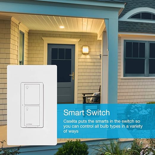 Lutron Caseta Original Smart Light Switch (Lutron Smart Hub Required), for Home, LED Lights, and Fans, 6 Amp, Single-Pole/3-Way, Neutral Required, PD-6ANS-LA, Almond, 12 Pack