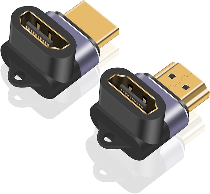Poyiccot 90 Degree HDMI Adapter 8K, 48Gbps HDMI Extension Adapter, Up Down Angle HDMI 2.1 Extender with LED Indicator for 3D TV Stick Roku Stick Xbox PS5, 2pcs
