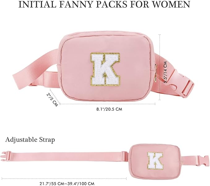 YOOLIFE Teacher Appreciation Gifts for Women - Gifts for Teacher, Teacher Retirement Gifts for Women Teacher Bag Teacher Gifts from Students, Initial Crossbody Bag Belt Bag, Pink T