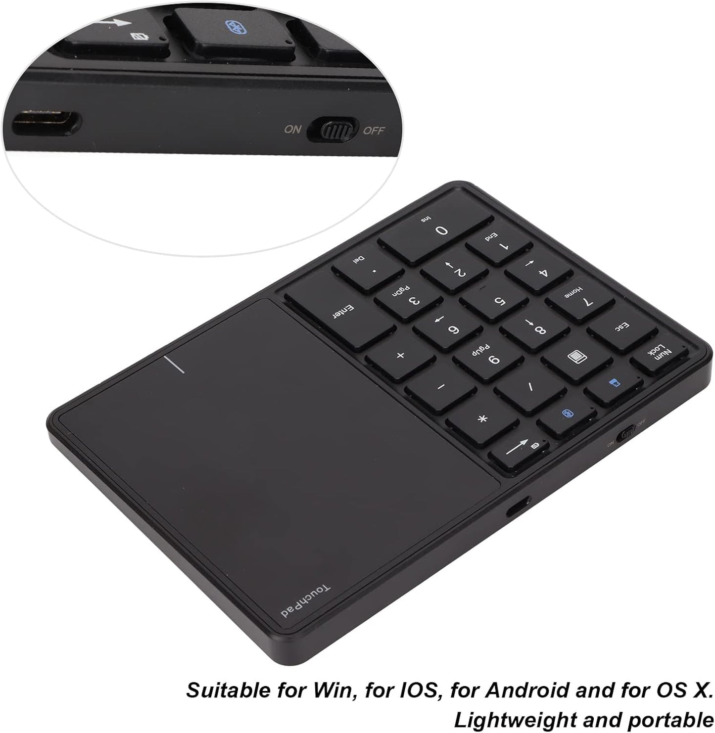 Yosoo Numeric Keypad Touchpad 2 in 1 Wireless Slim Number Pad, 22 Keys Bluetooth 4.2, Portable Financial Accounting
