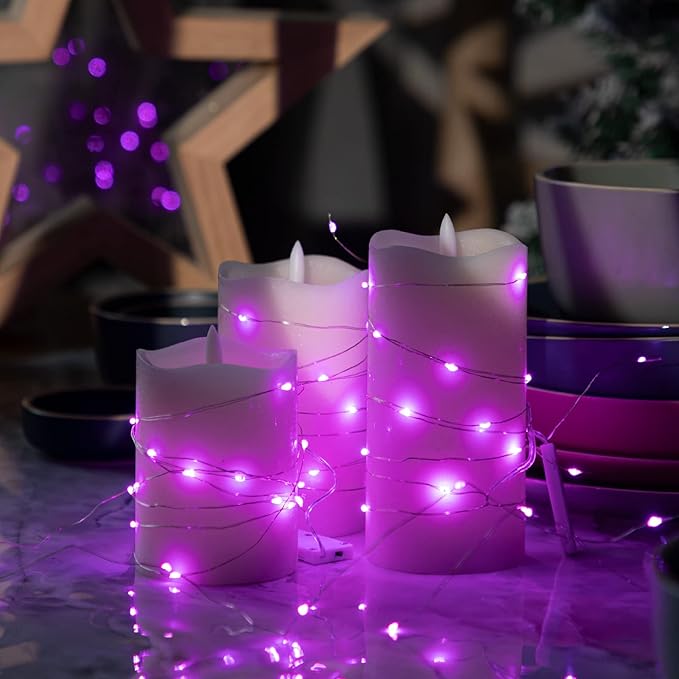 12-Pack LED Fairy Lights 7 Feet Battery Powered Waterproof Silver Wire 20 Slim Copper Wire Pastel Lights for DIY Wedding Party Bedroom Patio Easter Christmas (Pink)