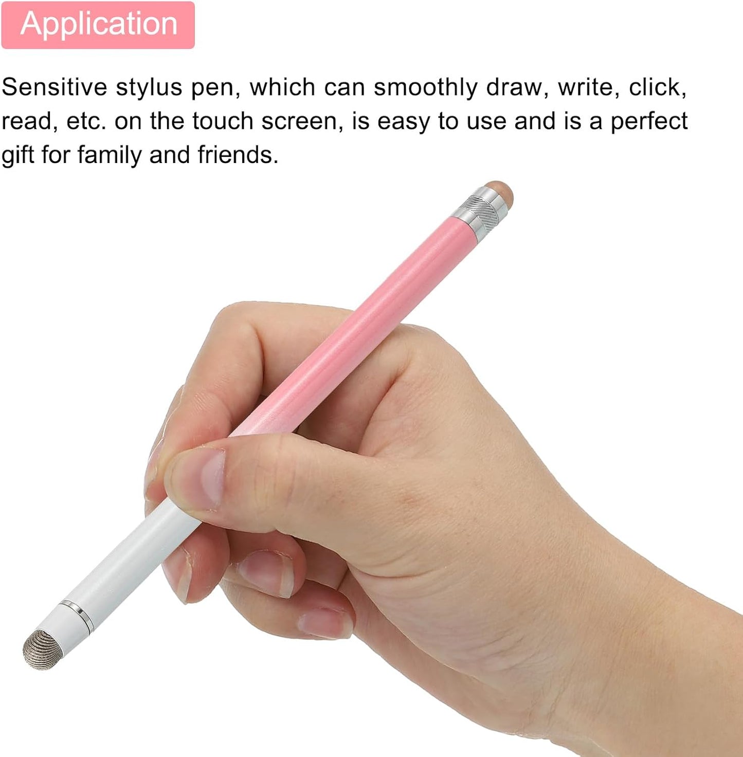 MECCANIXITY 2pcs Stylus Pens for Touch Screens, Rubber & Fiber Dual Tips Capacitive Stylus Universal Tablet Pen