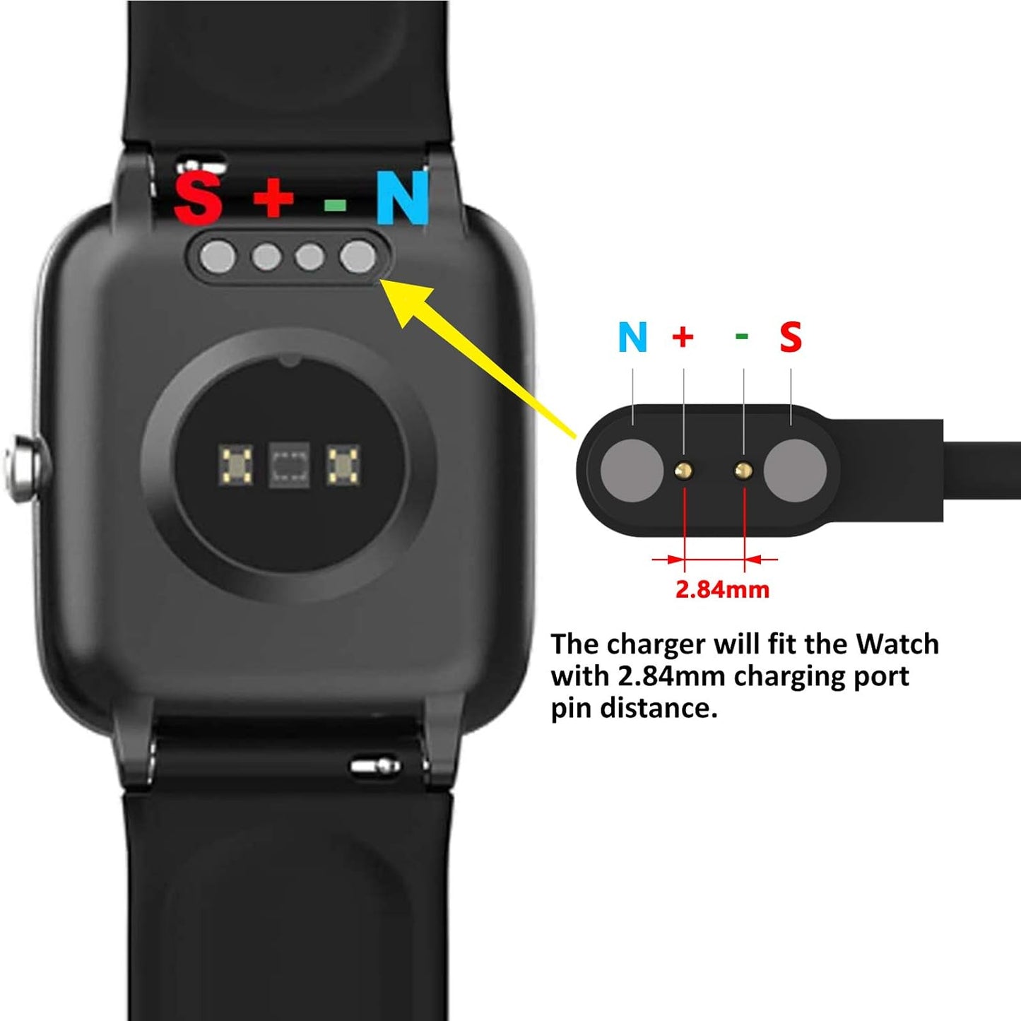 Replacement Charger E ECSEM 2Pcs for RLQA RL54 Smartwatch, Wireless Magnetic USB Charging Cable