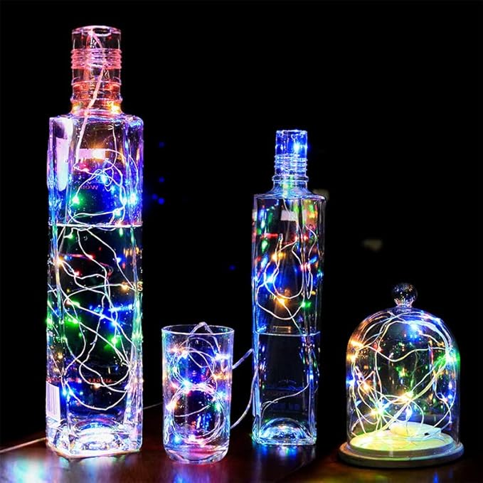 Fairy Lights CR2032 Battery Operated,6.6Ft/2Meter 20 LEDs Micro Silver Wire String Lights for Bedroom Christmas Party Wedding Decoration (Multi-Colour, 6 Pack)