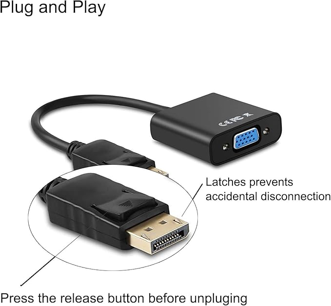 Display Port to VGA Adapter,4 Pack Gold-Plated DisplayPort DP to VGA Converter (Male to Female) for Computer, Desktop, Laptop, PC, Monitor, Projector, HDTV