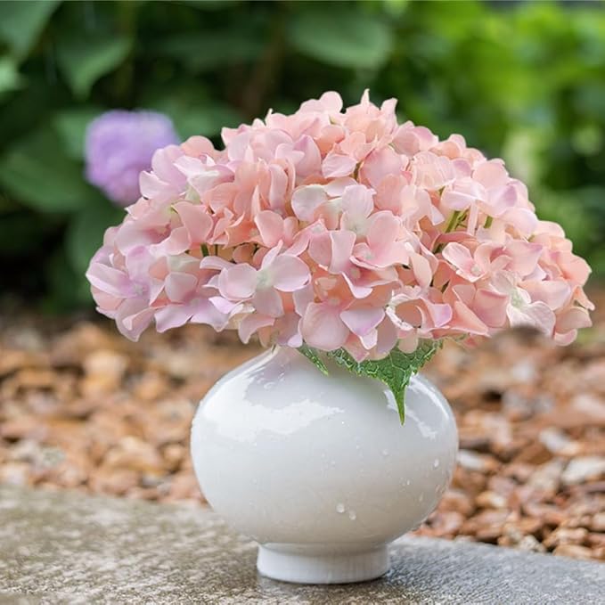 20 Pcs Pink Hydrangea Artificial Flowers Bulk, Faux Hydrangea Flowers Heads, Artificial Fake Silk Hydrangea Flowers with Stems, Pink Flowers Artificial for Decoration Wedding Décor