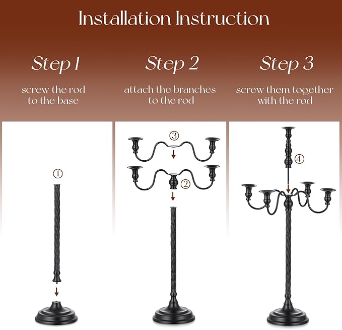 Black Candelabra Halloween Decorations: 28 Inches Floor Gothic Candle Holder 5 Arm Metal Candlestick Stand for Table Fireplace Victorian Decor Set of 2