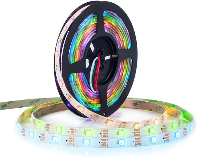 BTF-LIGHTING WS2812B RGB ECO LED Strip, Chasing Effects 5050SMD Individually Addressable 16.4FT 30Pixels/m 150Pixels Flexible Dream Color IP65 for Bedroom DIY Projects DC5V(No Adapter or Controller)