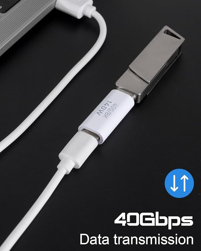 Danfetsoy 140W USB C Female to Female Adapter, 40Gbps USB C to Coupler, Type C Connector Extender for Smartphones, Laptops, Tablets, projectors, Monitors, etc (4 Pack)