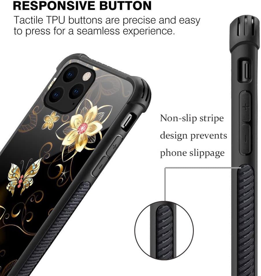 DJSOK Compatible with iPhone 12 Pro Max Case, Anti Scratch Soft TPU Cover with Design Pattern, Golden Flower