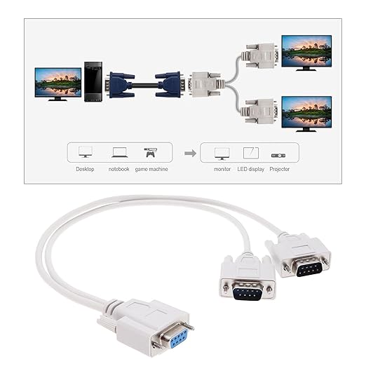 ECSiNG 2Pcs DB9 Serial Splitter Cable Replacement DB9 9 Pin 1 Female Ale to 2 Male Rs232 Serial Splitter Adapter Accessories for Connecting Computers Digital Machine Tools