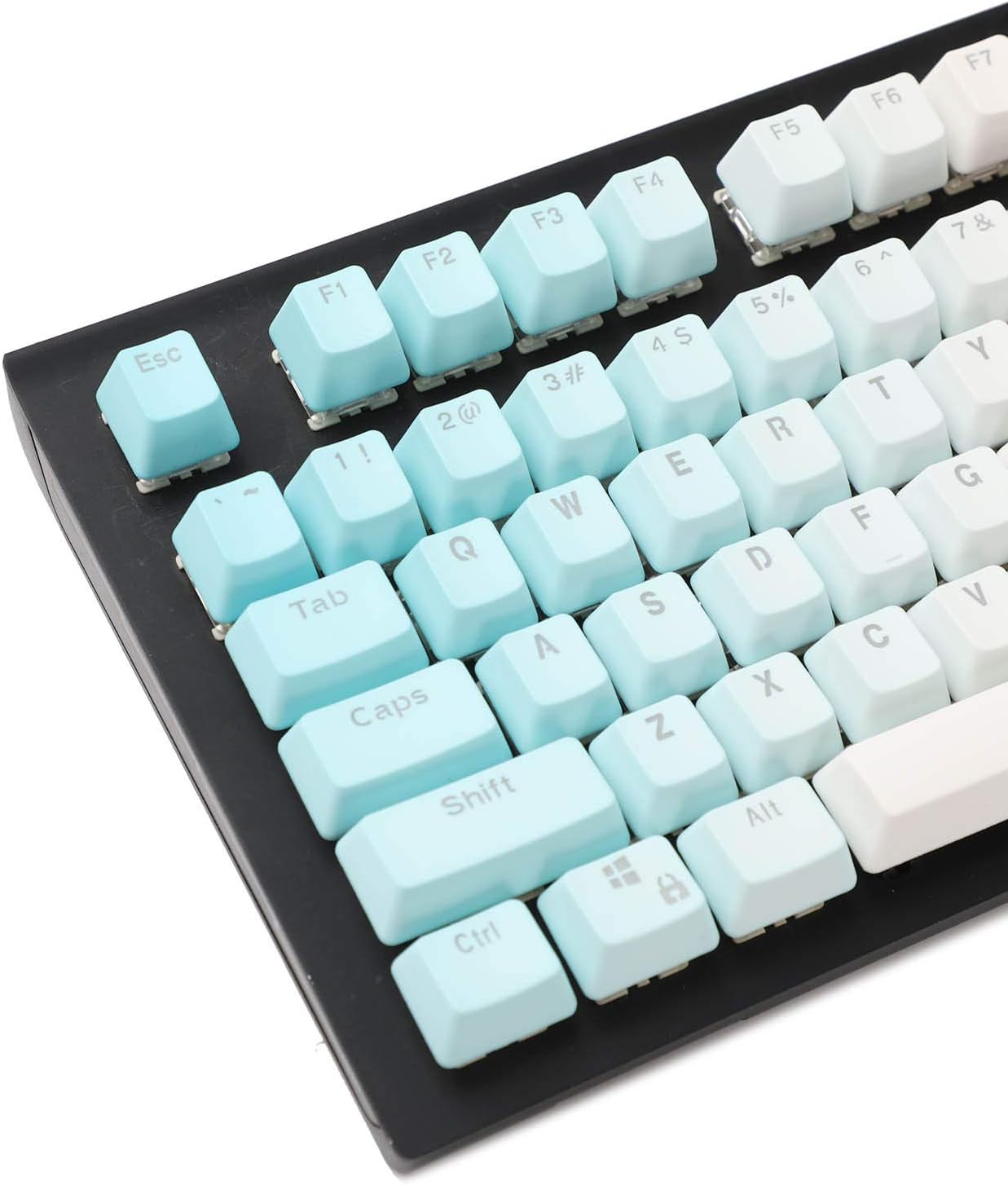 YMDK Double Shot 104 Dyed PBT Keyset for Cherry MX Switches Mechanical Keyboard, Blue White Gradient (Only Keycap)